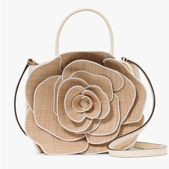 kate spade Handbags - kate spade NWT! $449 MSRP Flora Rose Straw Crossbody Bag